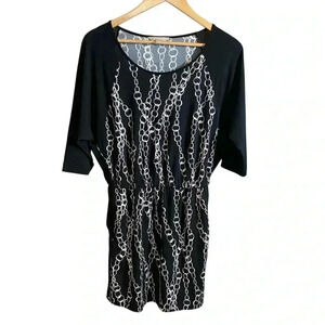 Banana Republic Black Chain Print Design Dress Knee Length Size S